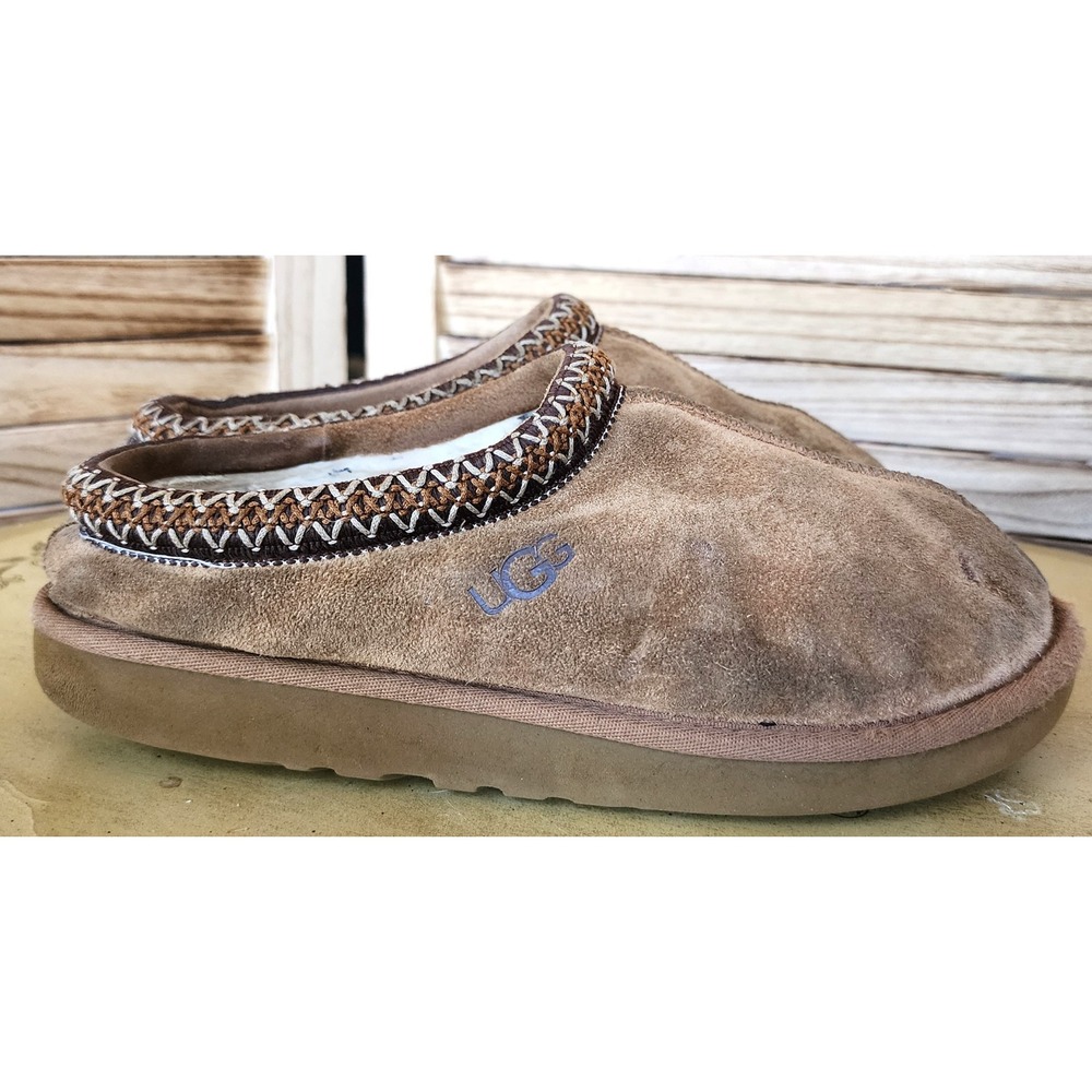 UGG Sz 9 Chestnut Suede Tasman Slipper Mules Comfort Cozy Winter Fall Casual